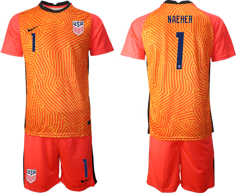 Men 2020-2021 Season National team United States goalkeeper red #1 Soccer Jersey->united states jersey->Soccer Country Jersey
